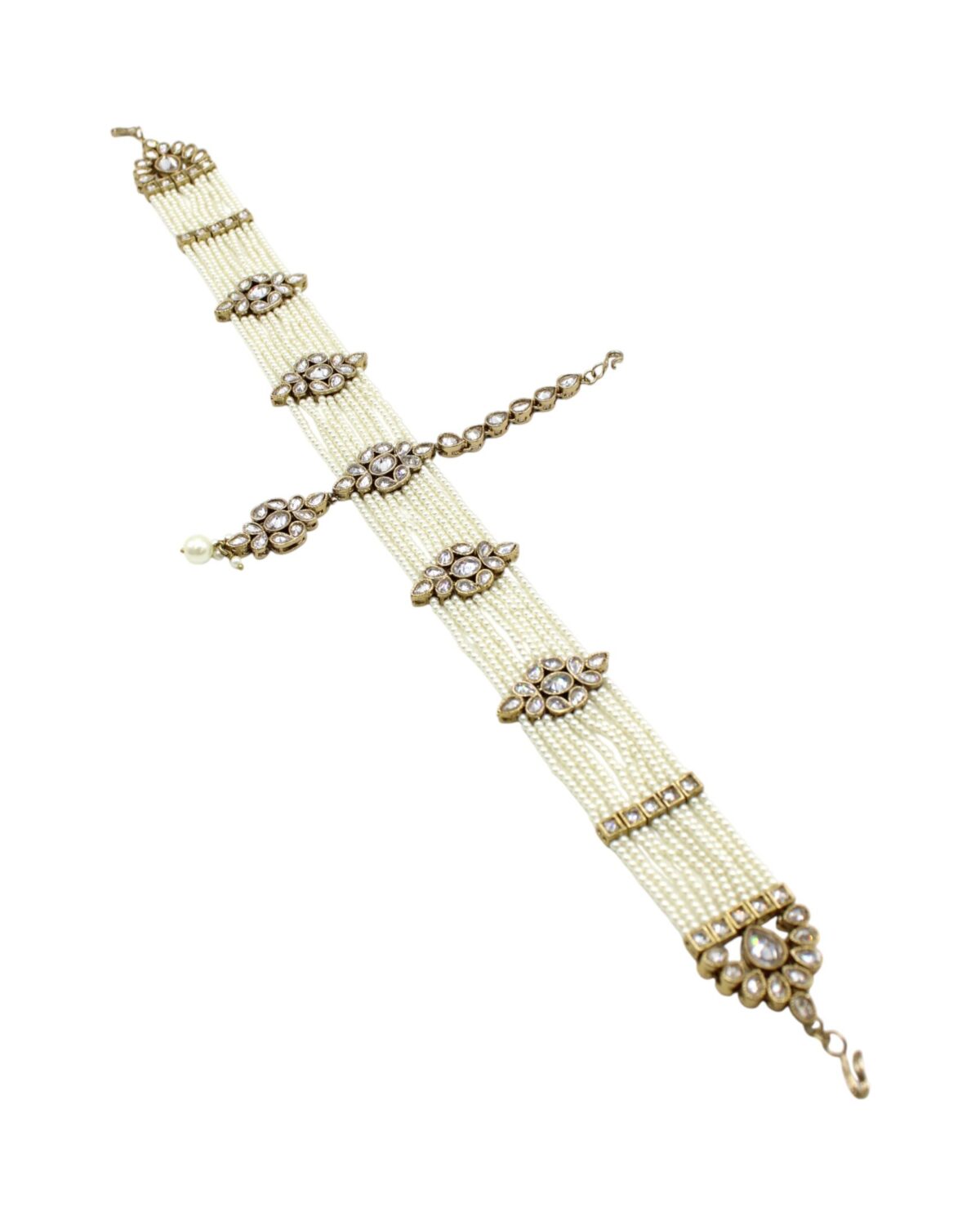 Elegant Pearl and Gold Bracelet with Floral Accents