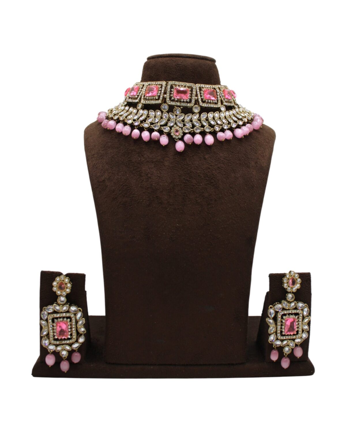 Elegant Pink and Silver Jewelry Set Display