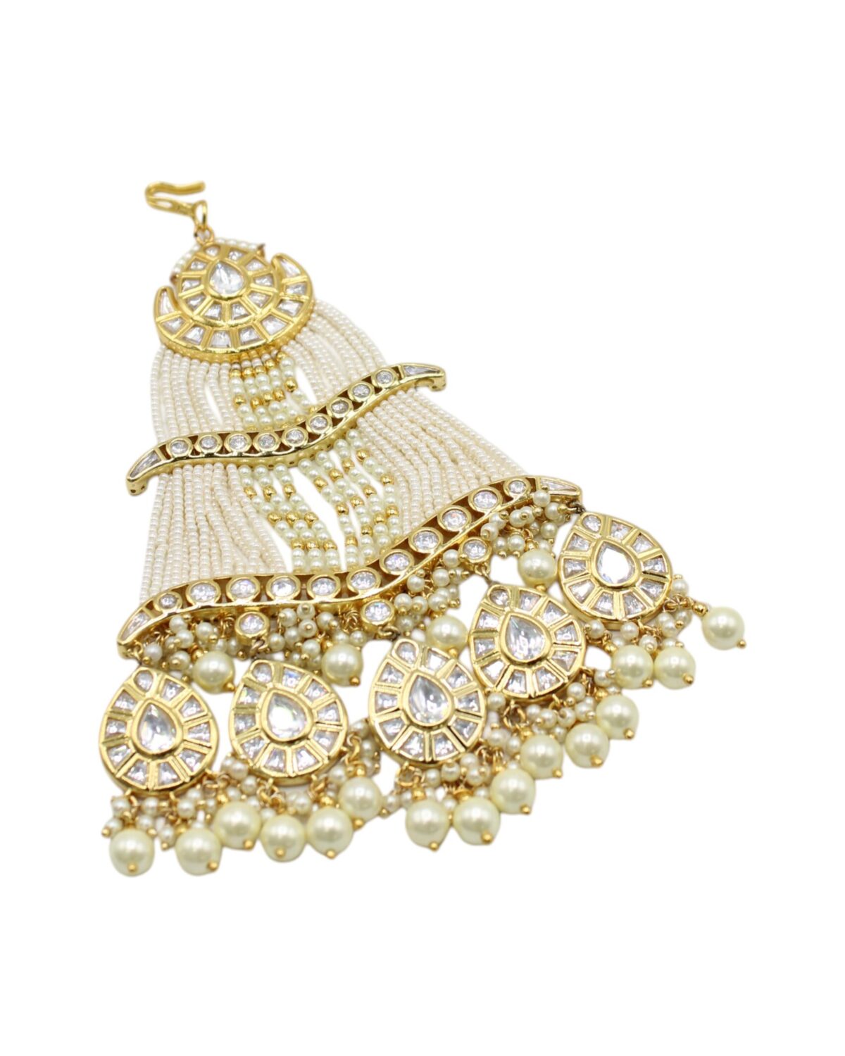 Elegant Gold and Pearl Chandelier Earrings