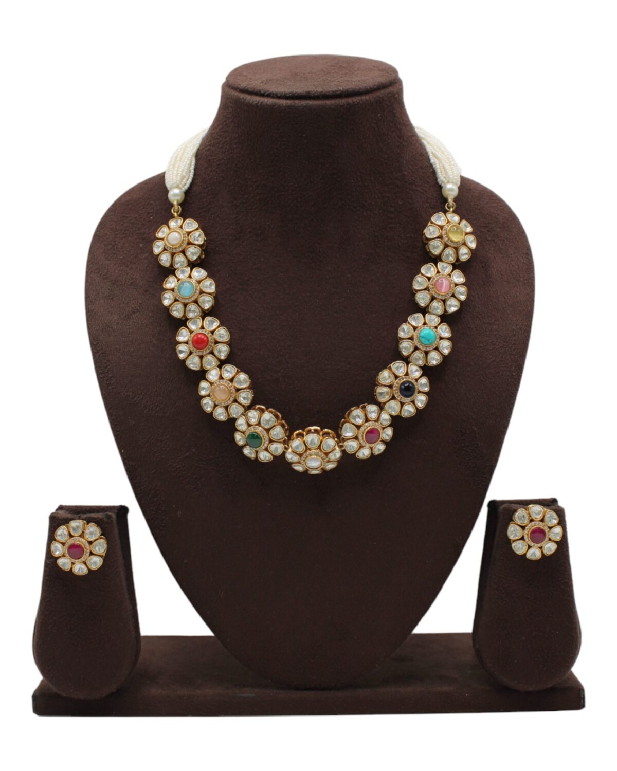 Elegant Multicolored Stone Necklace and Earring Set