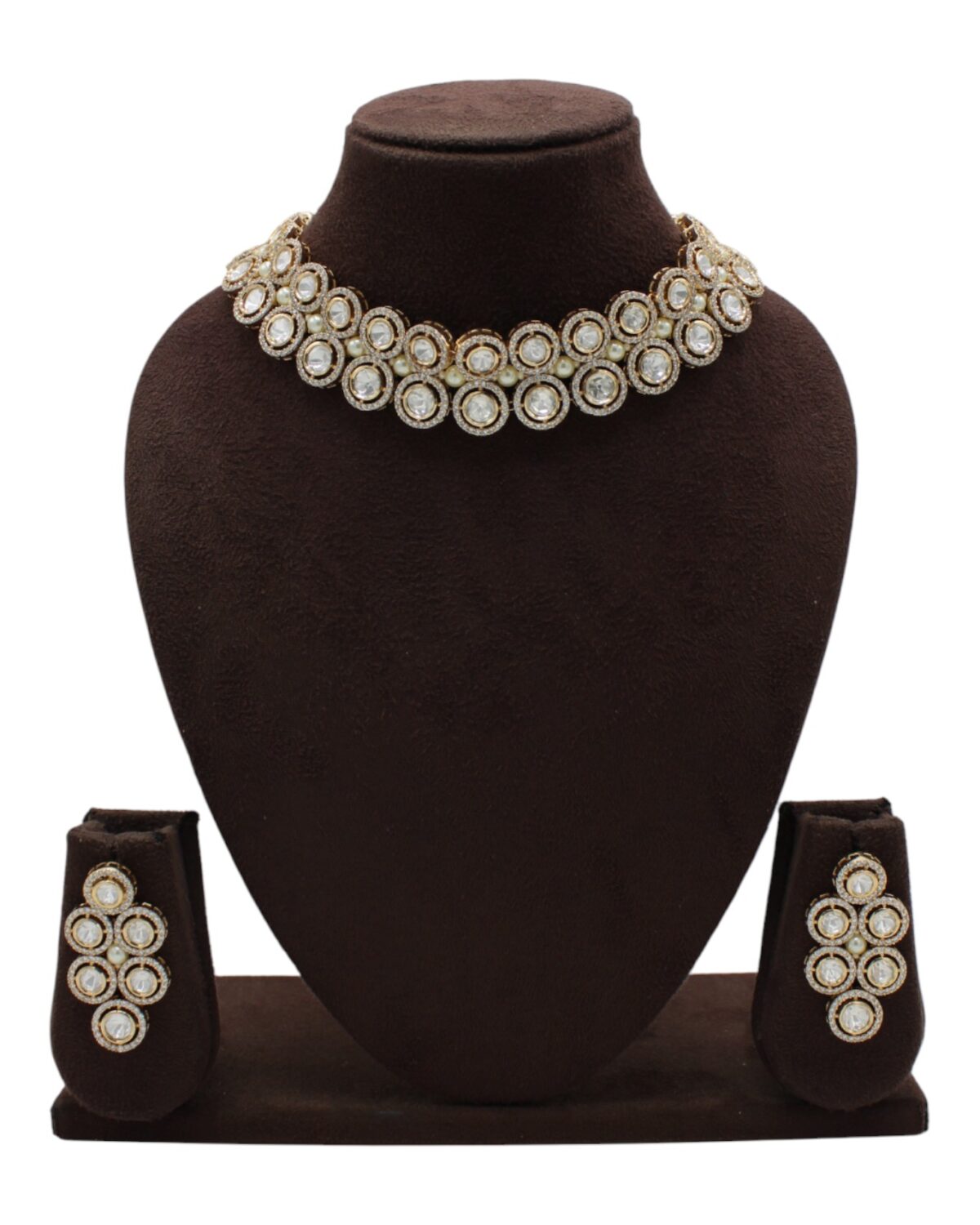 Elegant Gold and Diamond-Style Jewelry Set Display