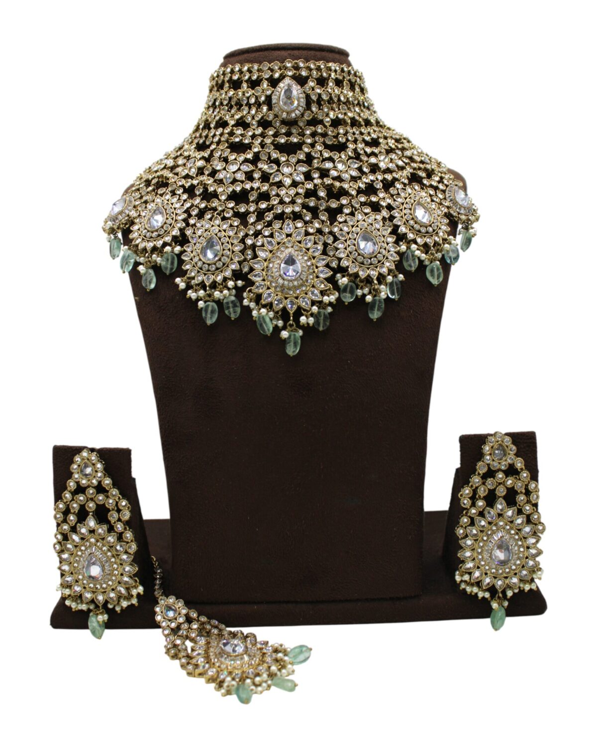 Elegant Gold and Green Statement Jewelry Set