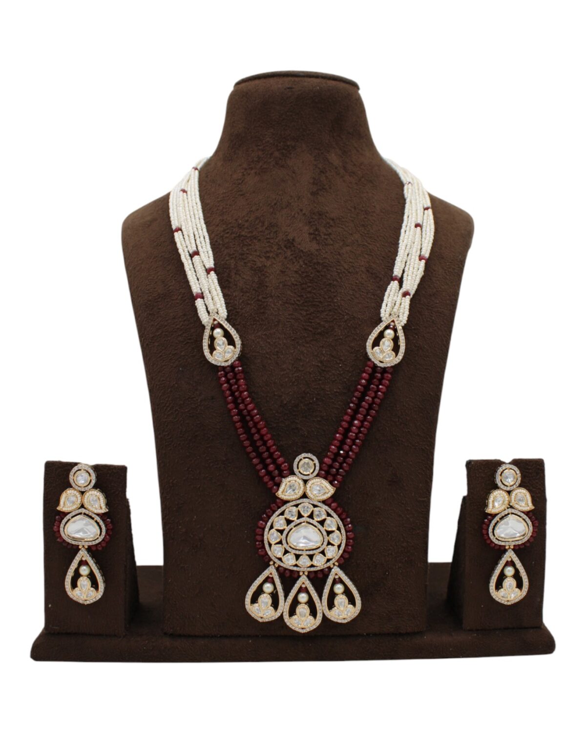 Elegant Traditional Necklace Set with Pearl and Gemstone Accents