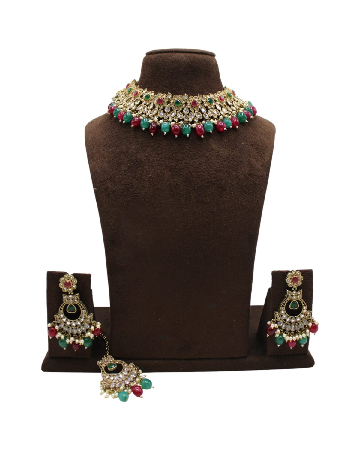 Elegant Traditional Indian Jewelry Set with Necklace and Earrings