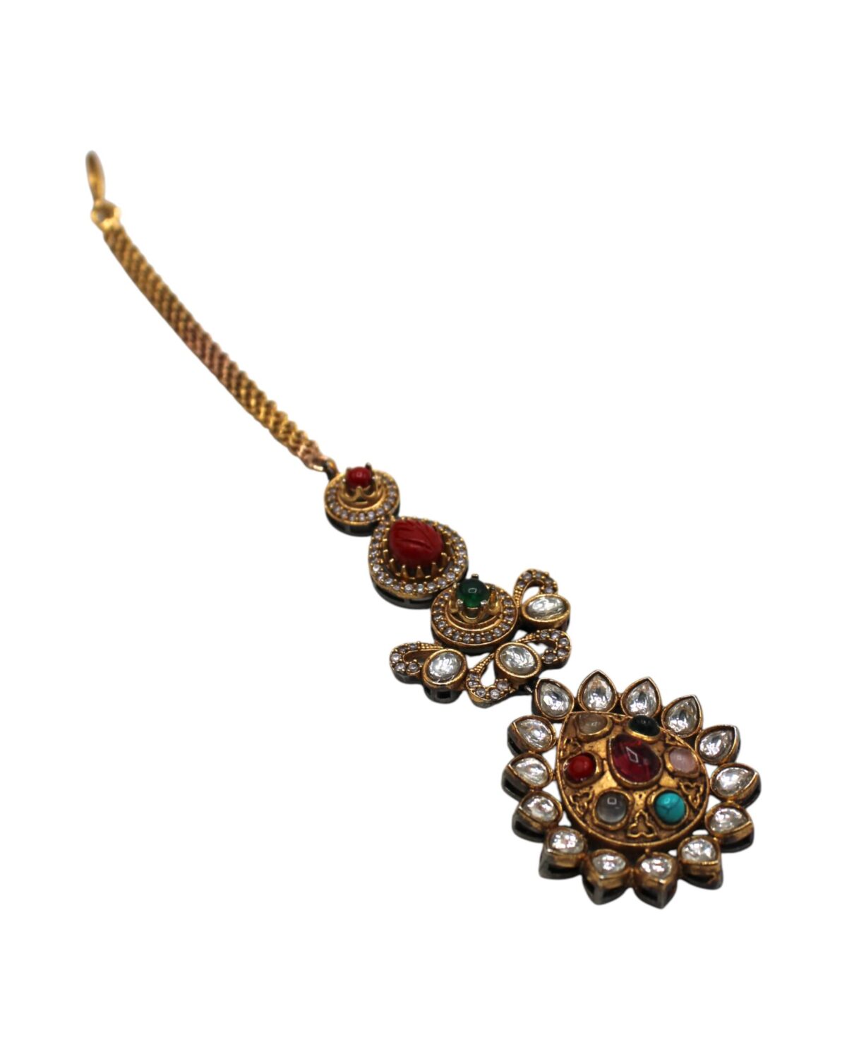 Elegant Traditional Indian Pendant with Colorful Gemstones