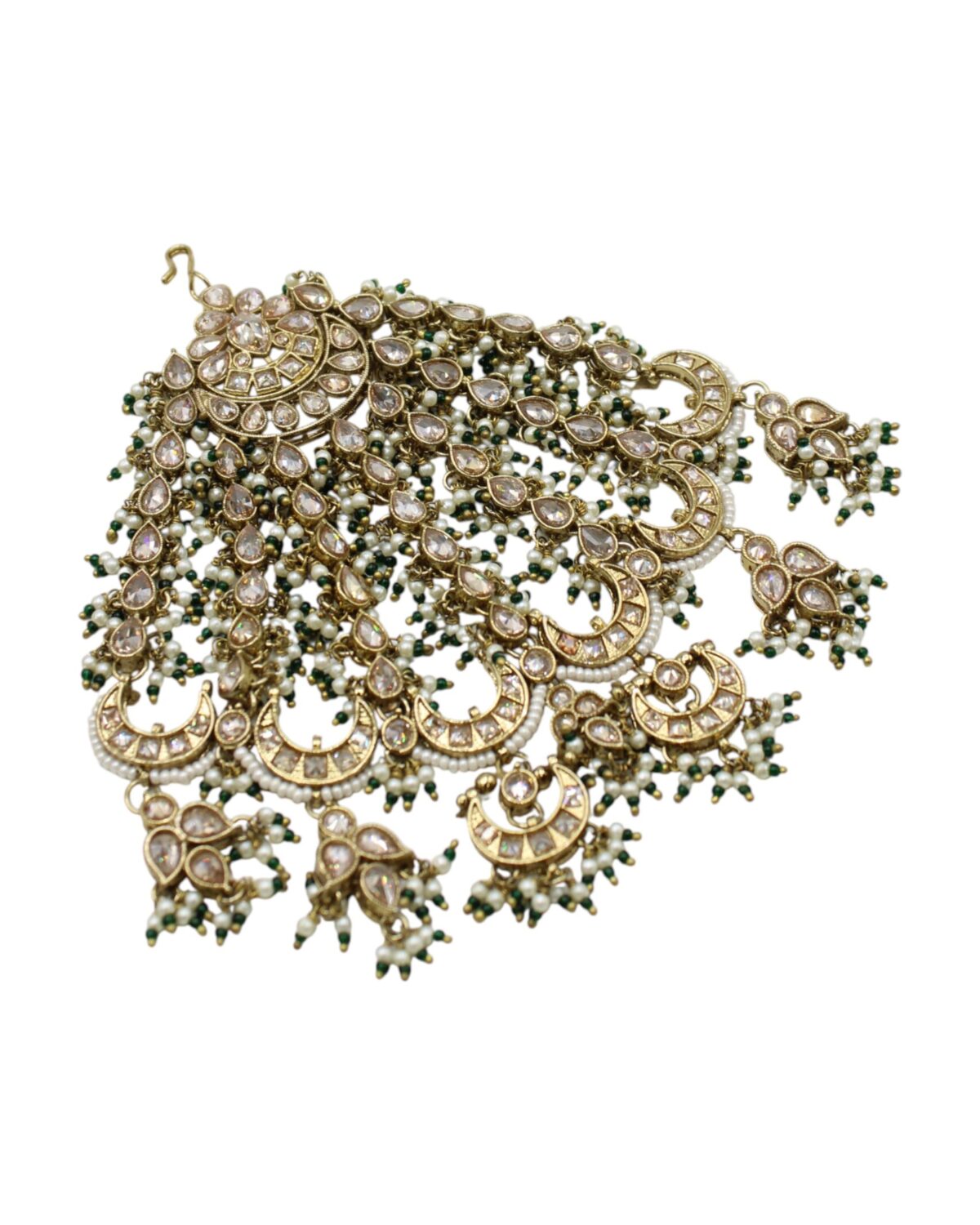 Intricate Traditional Indian Jewelry with Pearls and Green Accents
