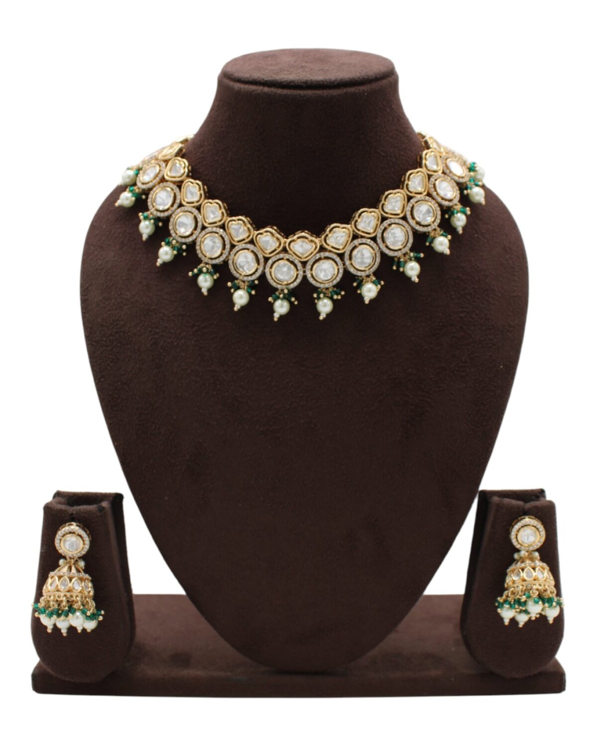 Elegant Gold and Pearl Necklace Set with Matching Earrings