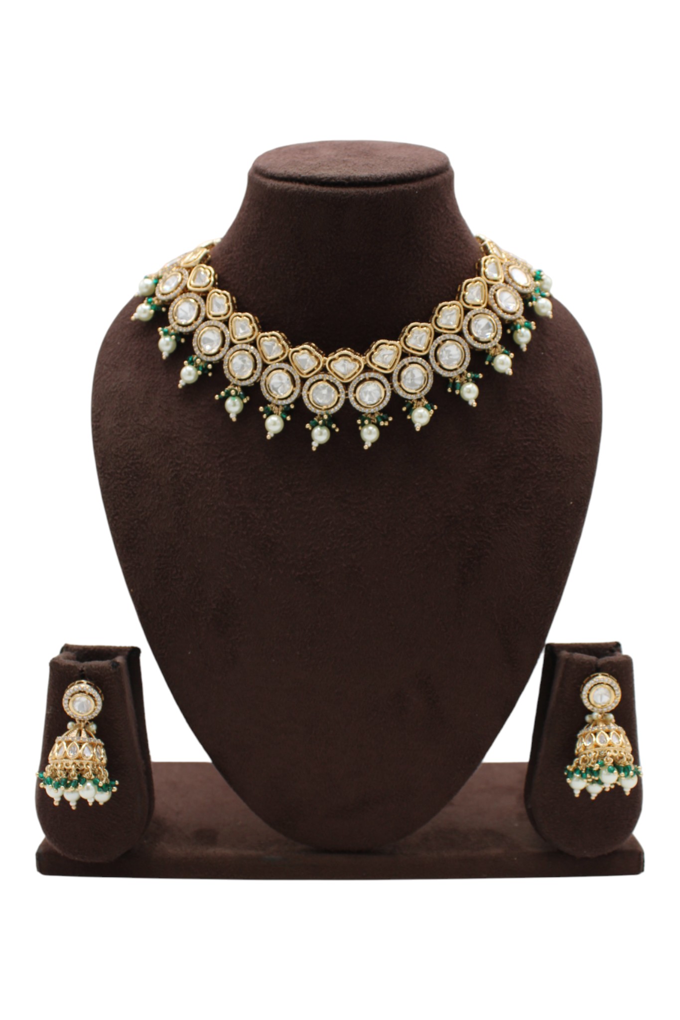 Elegant Gold and Pearl Necklace Set with Matching Earrings