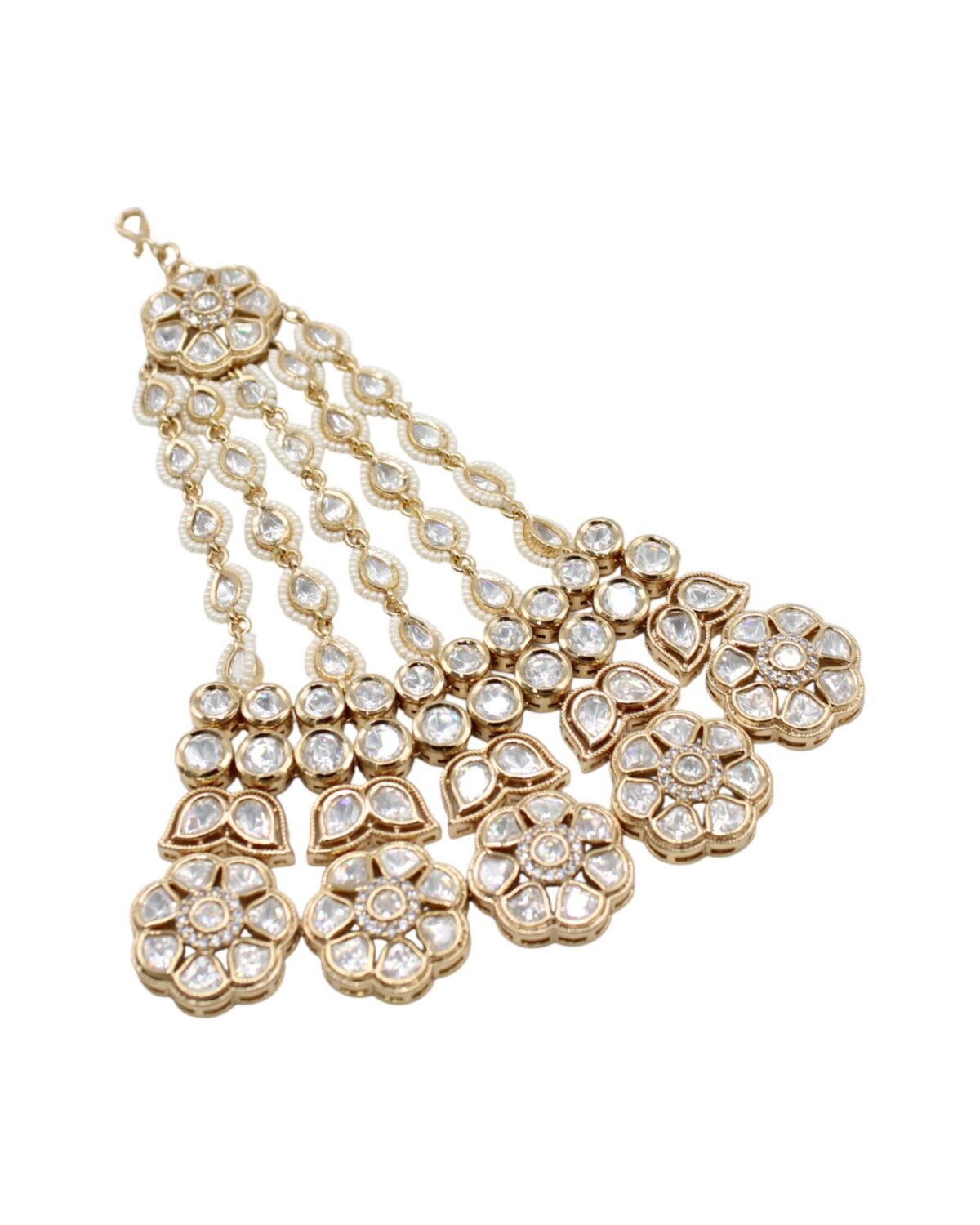 Elegant Floral Design Gold and Diamond Earrings