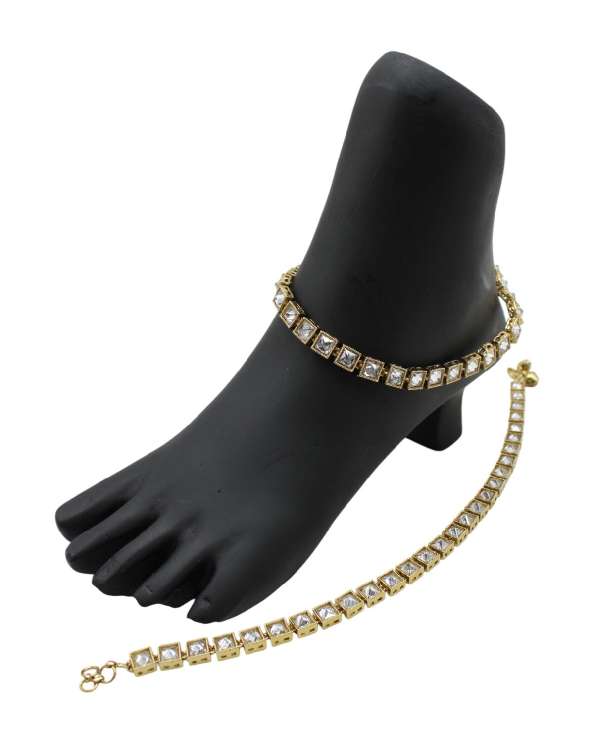 Elegant Gold and Crystal Foot Jewelry Display
