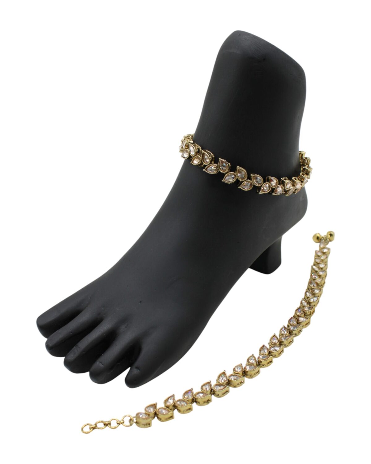 Elegant Gold Foot Jewelry Set with Rhinestones