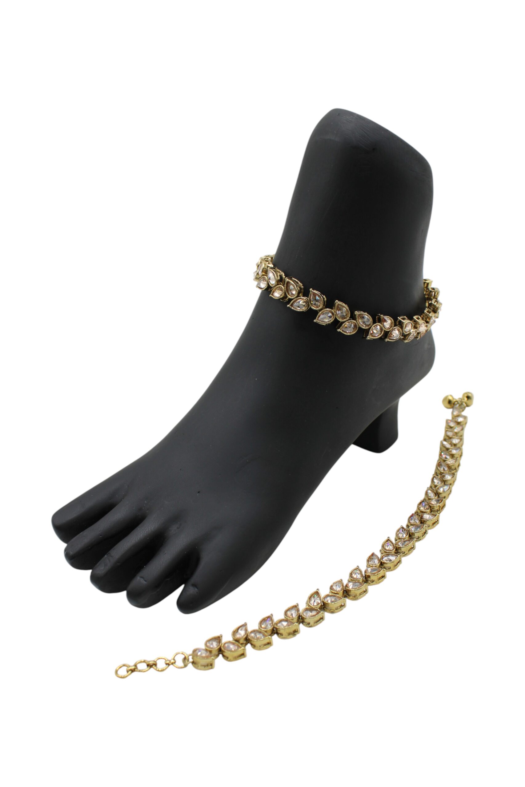 Elegant Gold Foot Jewelry Set with Rhinestones