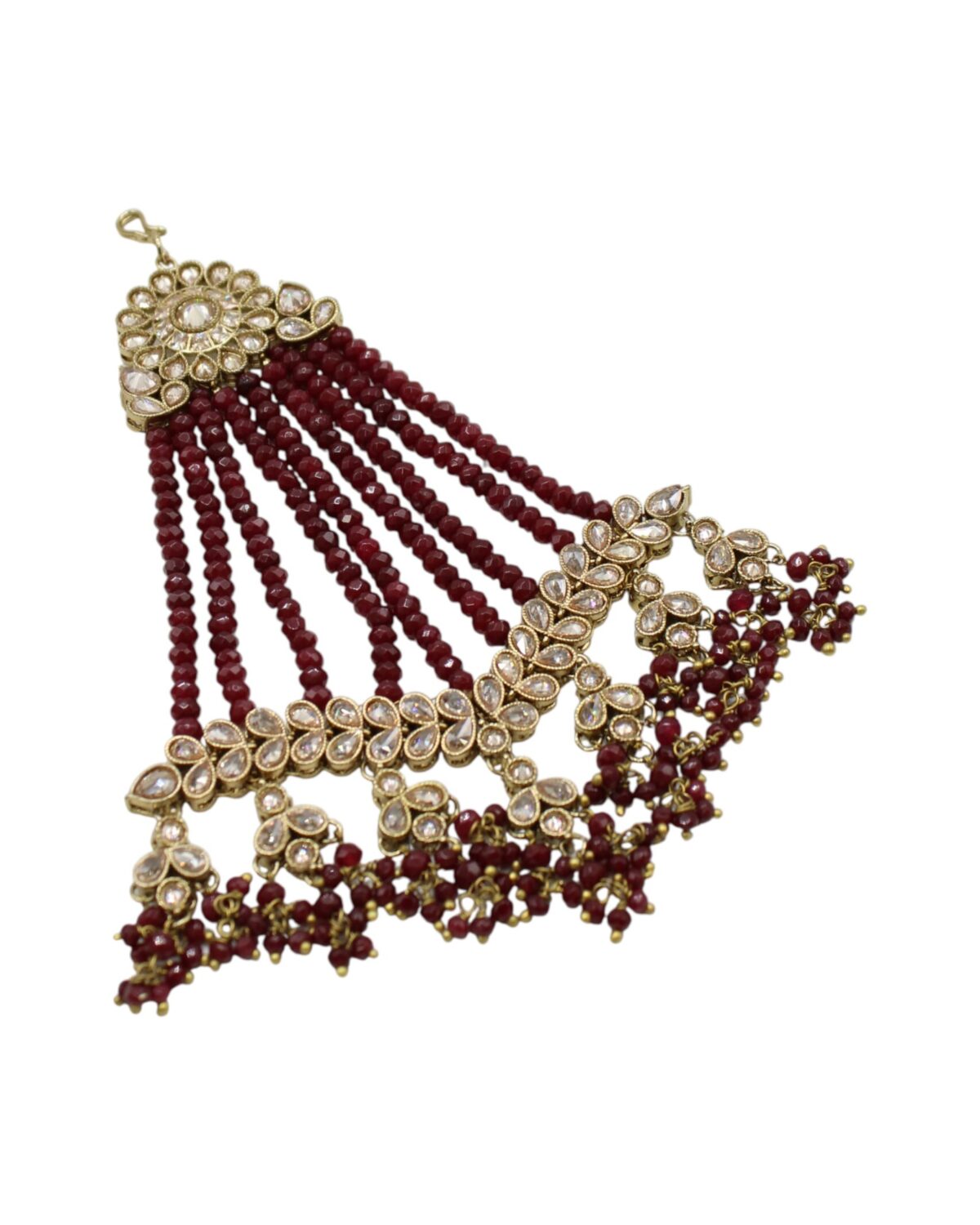 Elegant Traditional Indian Jewelry with Ruby Beads and Gold Accents