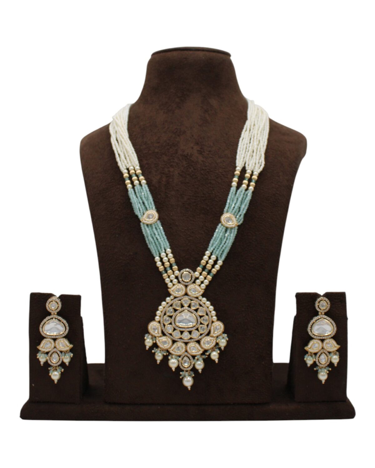 Elegant Multi-Layered Beaded Necklace with Matching Earrings