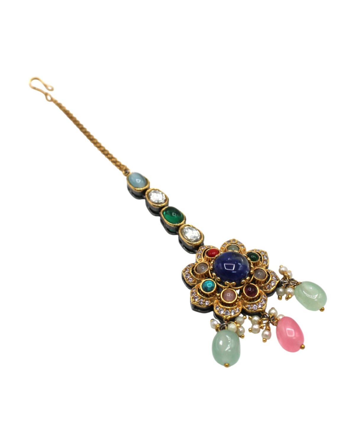 Exquisite Vintage Floral Pendant with Multicolored Gemstones