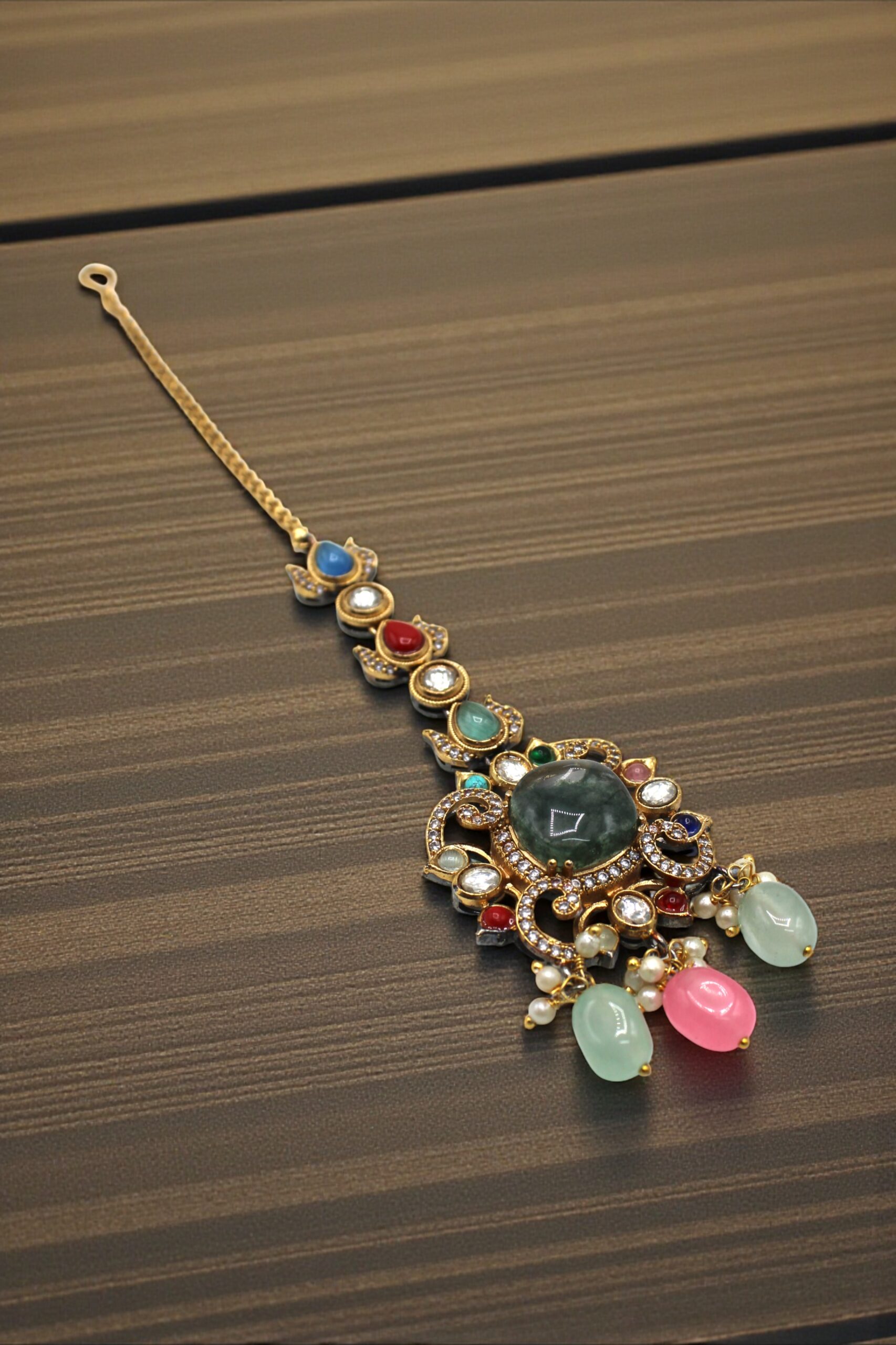 Exquisite Multicolored Gemstone Pendant with Intricate Gold Detailing - Image 2