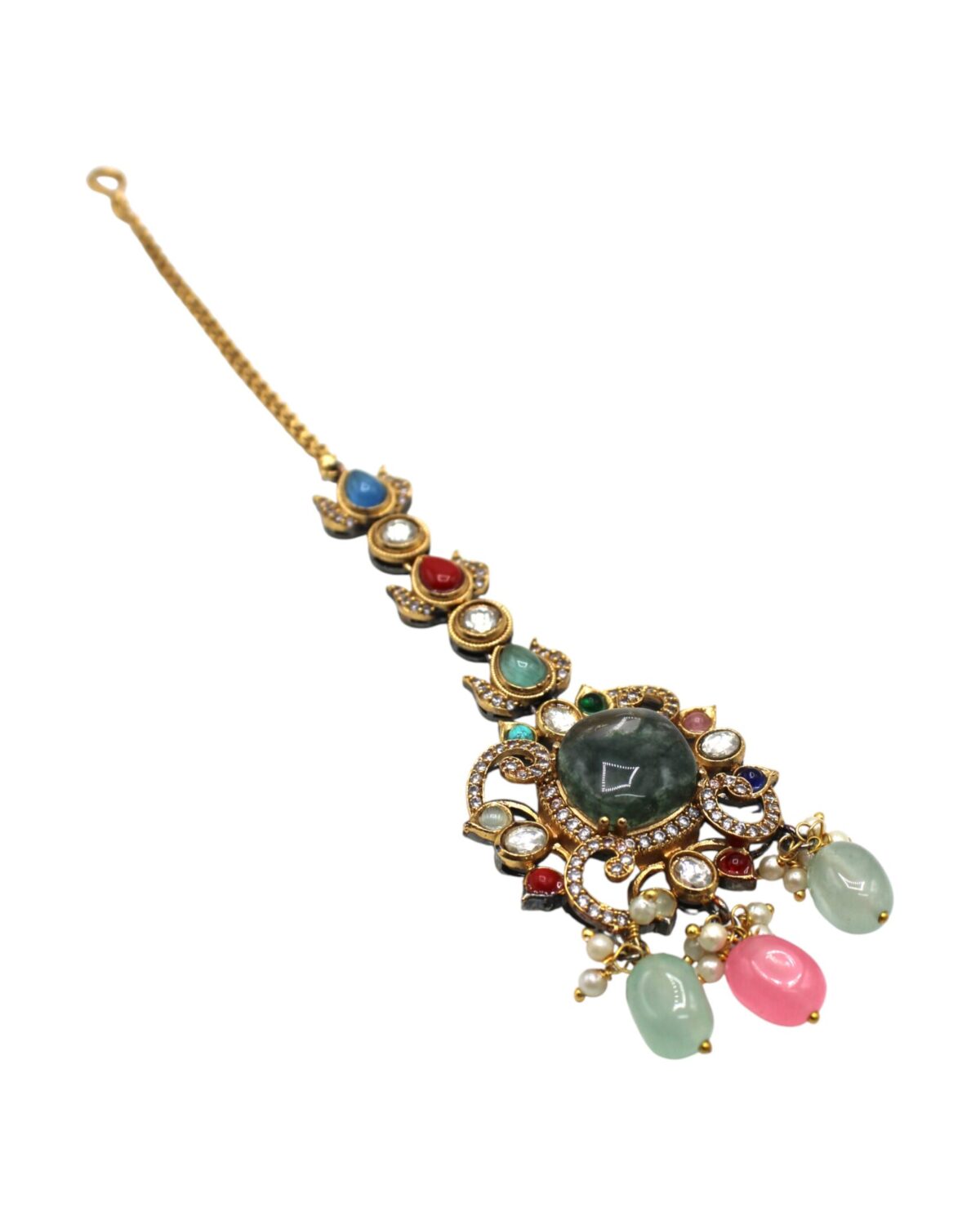 Exquisite Multicolored Gemstone Pendant with Intricate Gold Detailing