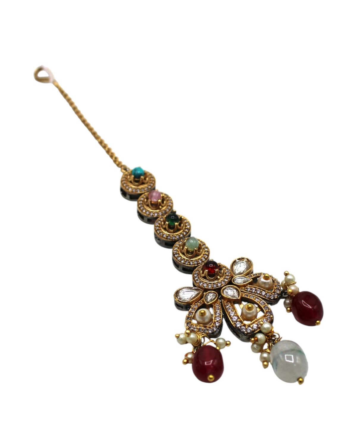 Elegant Traditional Indian Pendant with Colorful Gemstones