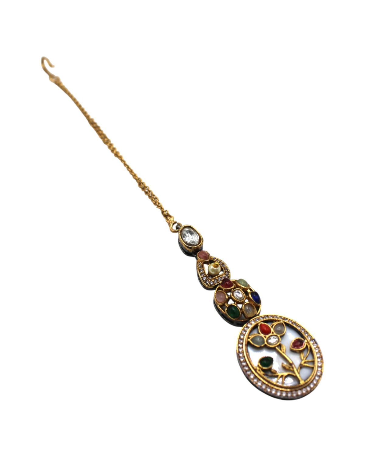 Elegant Gold and Gemstone Pendant with Intricate Design