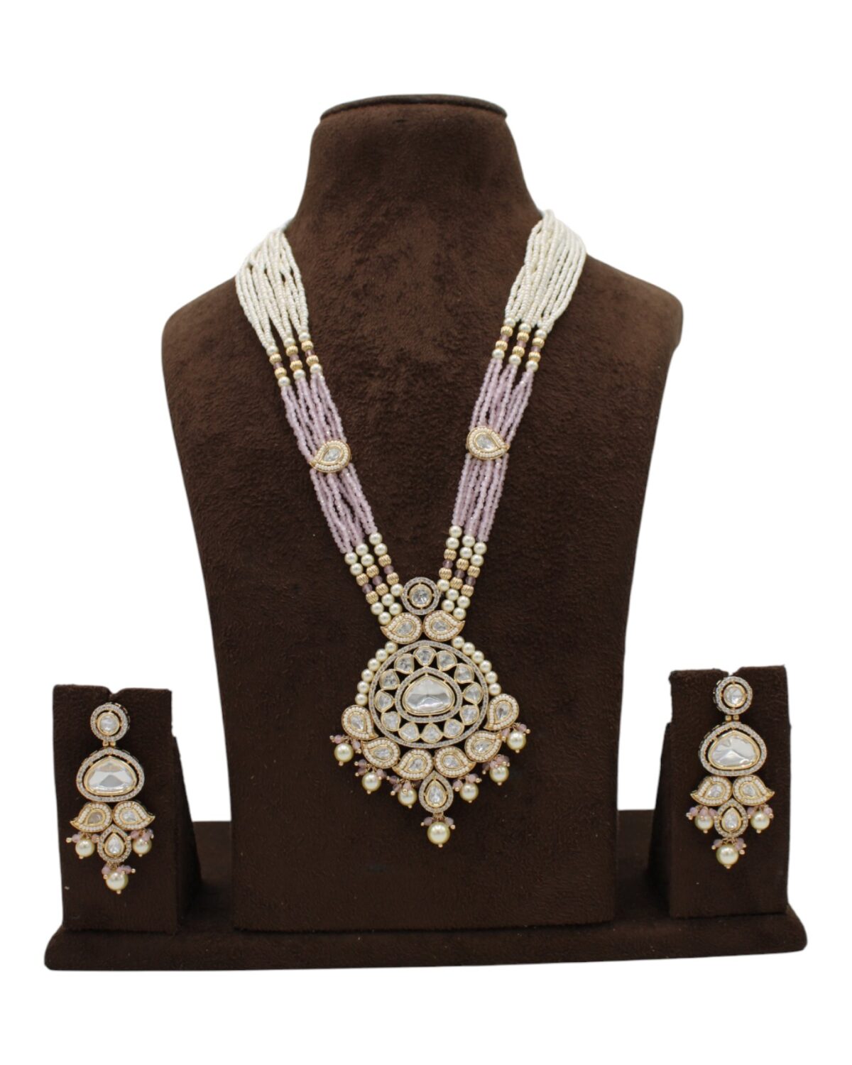 Elegant Multi-Layered Pearl and Stone Necklace Set
