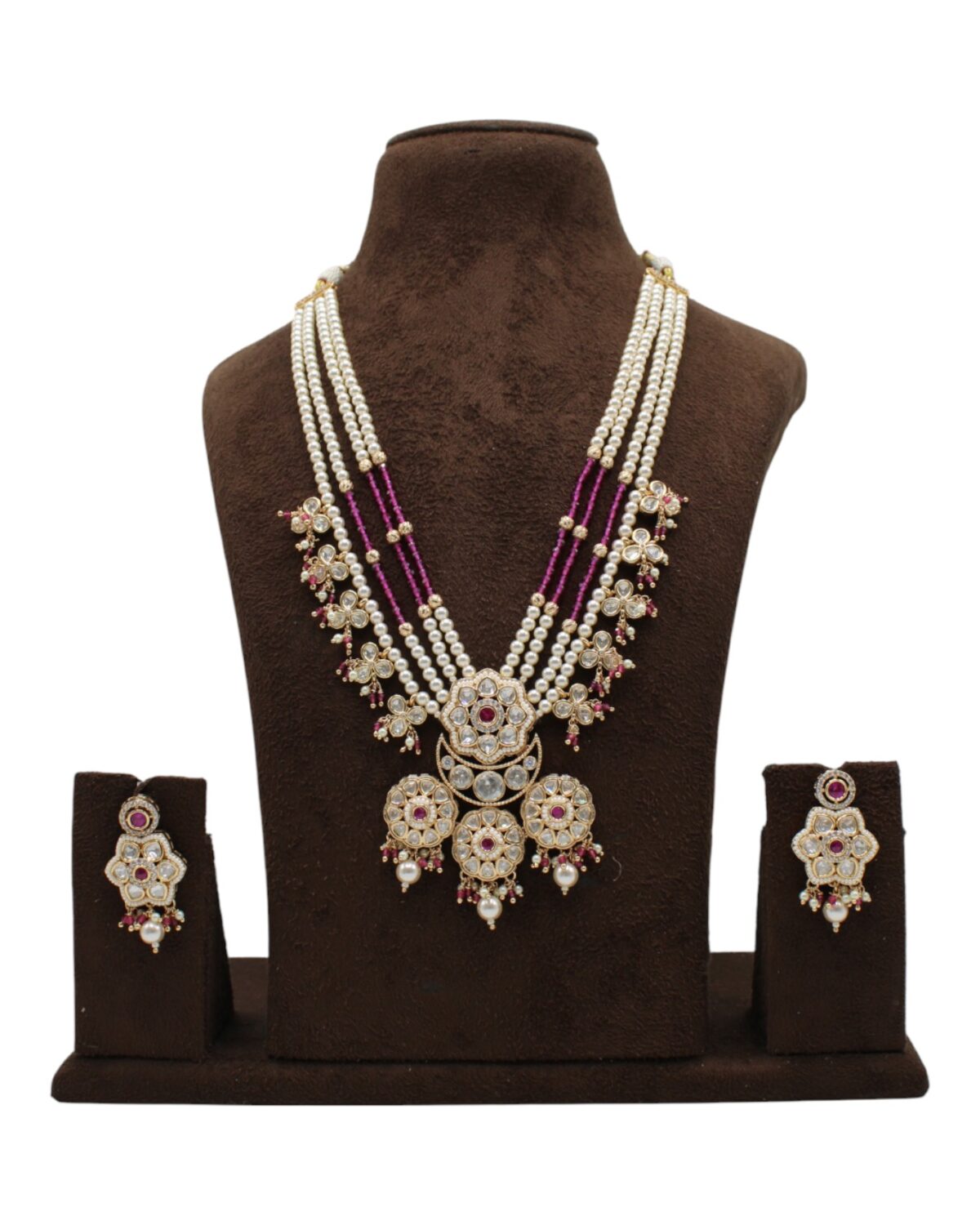 Elegant Multi-Layered Pearl and Gemstone Necklace Set