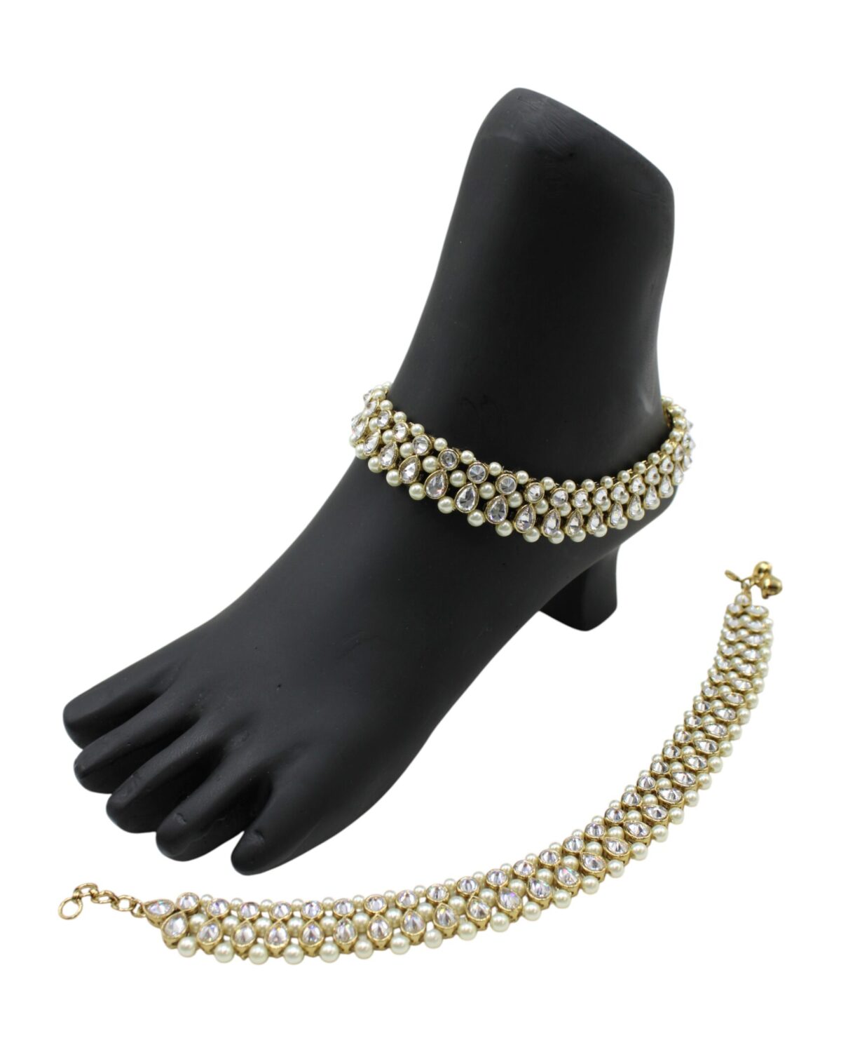 Elegant Pearl-Studded Anklet and Bracelet Set