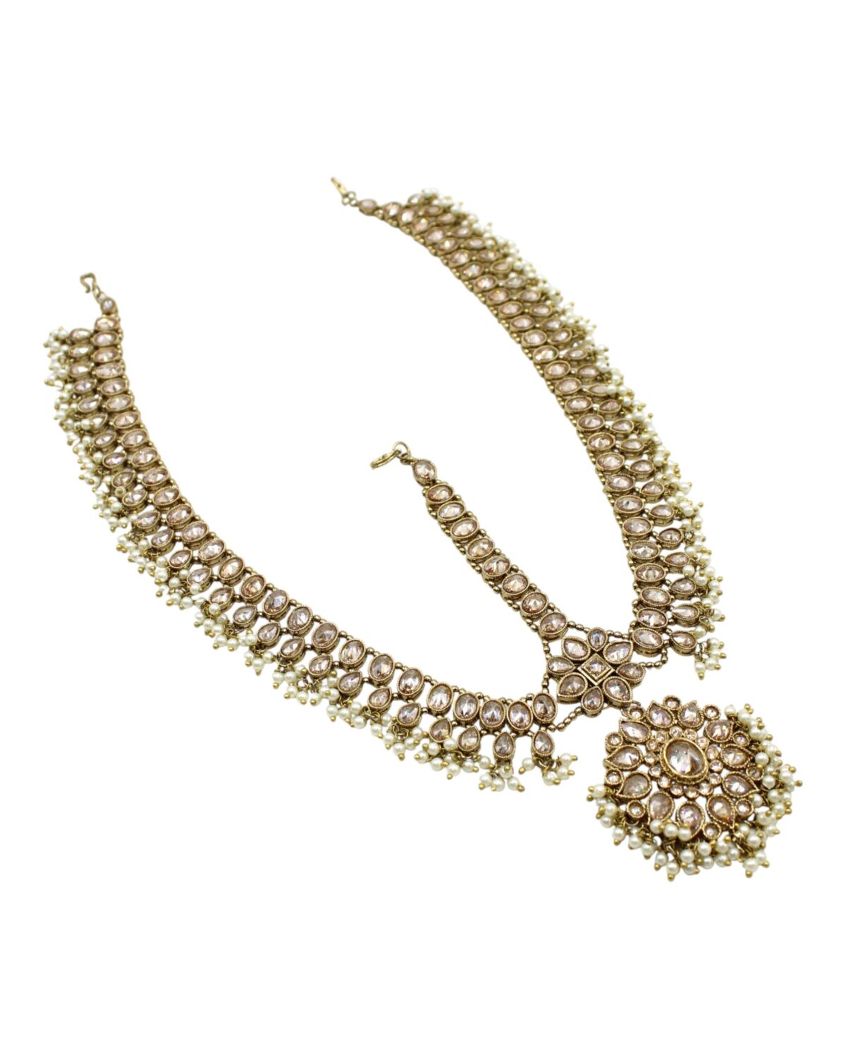Elegant Traditional Gold Necklace with Pearl Accents