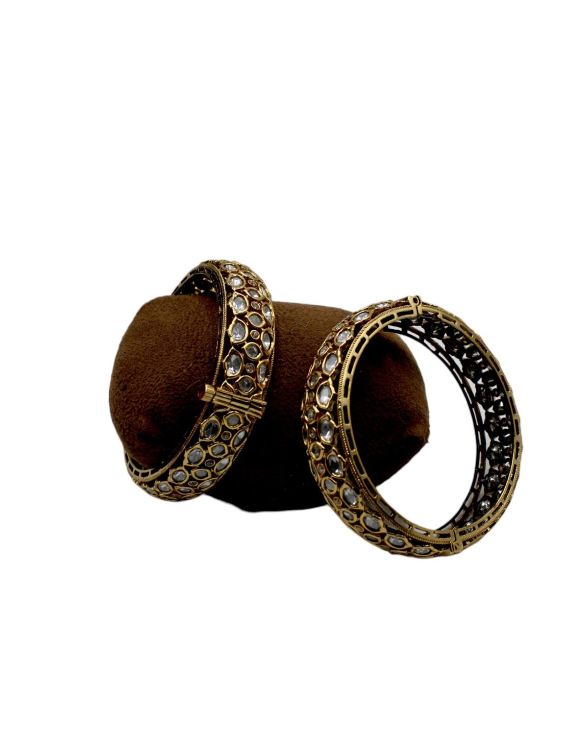 Elegant Gold and Diamond-Studded Bangles