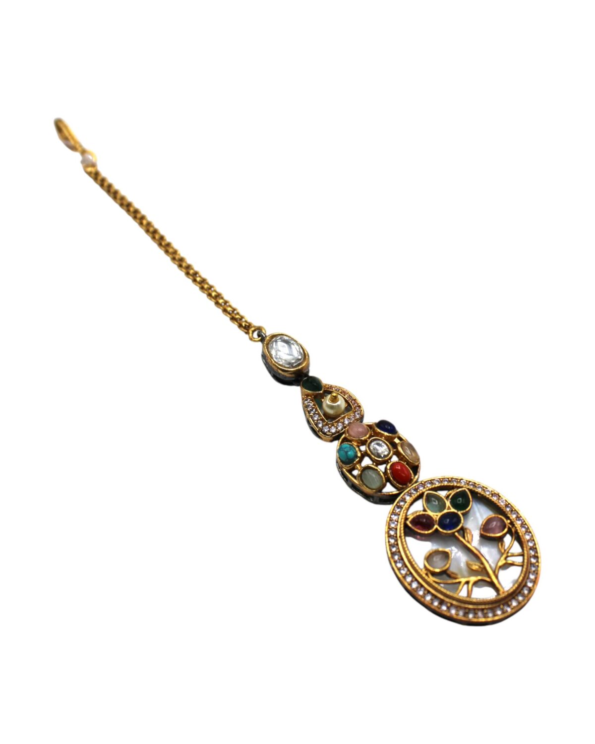 Elegant Vintage Pendant with Colorful Gemstones