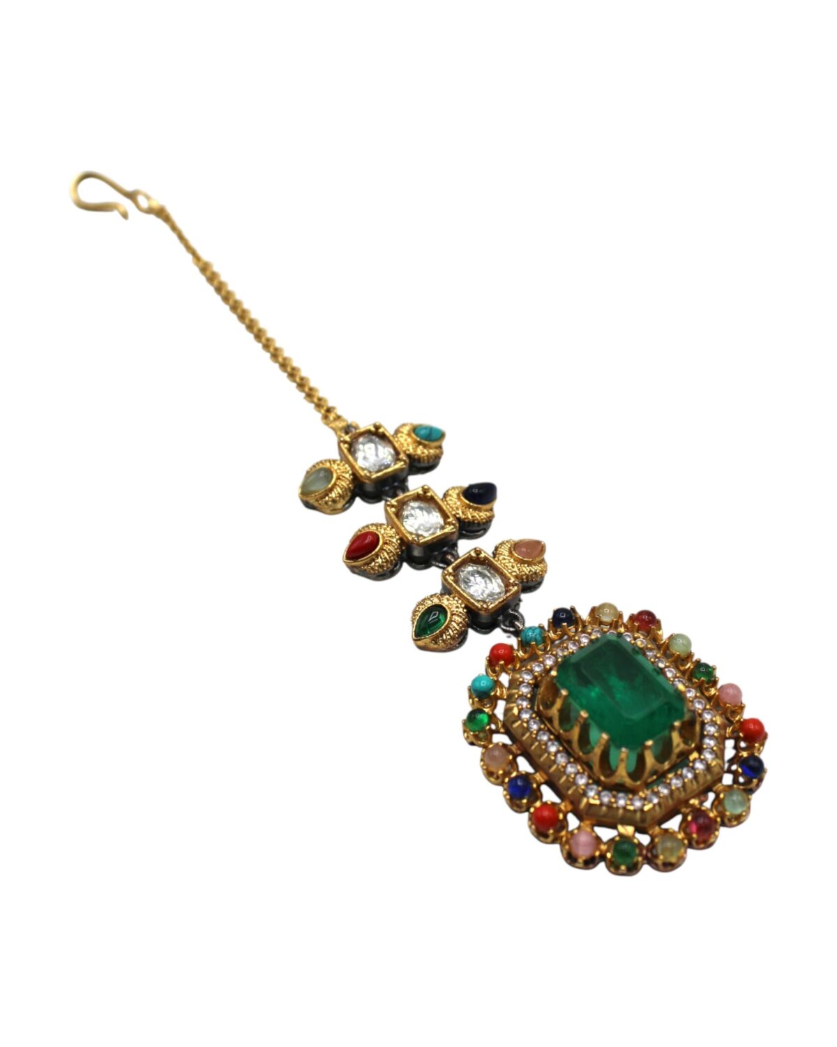 Exquisite Vintage Statement Earring with Colorful Gemstones