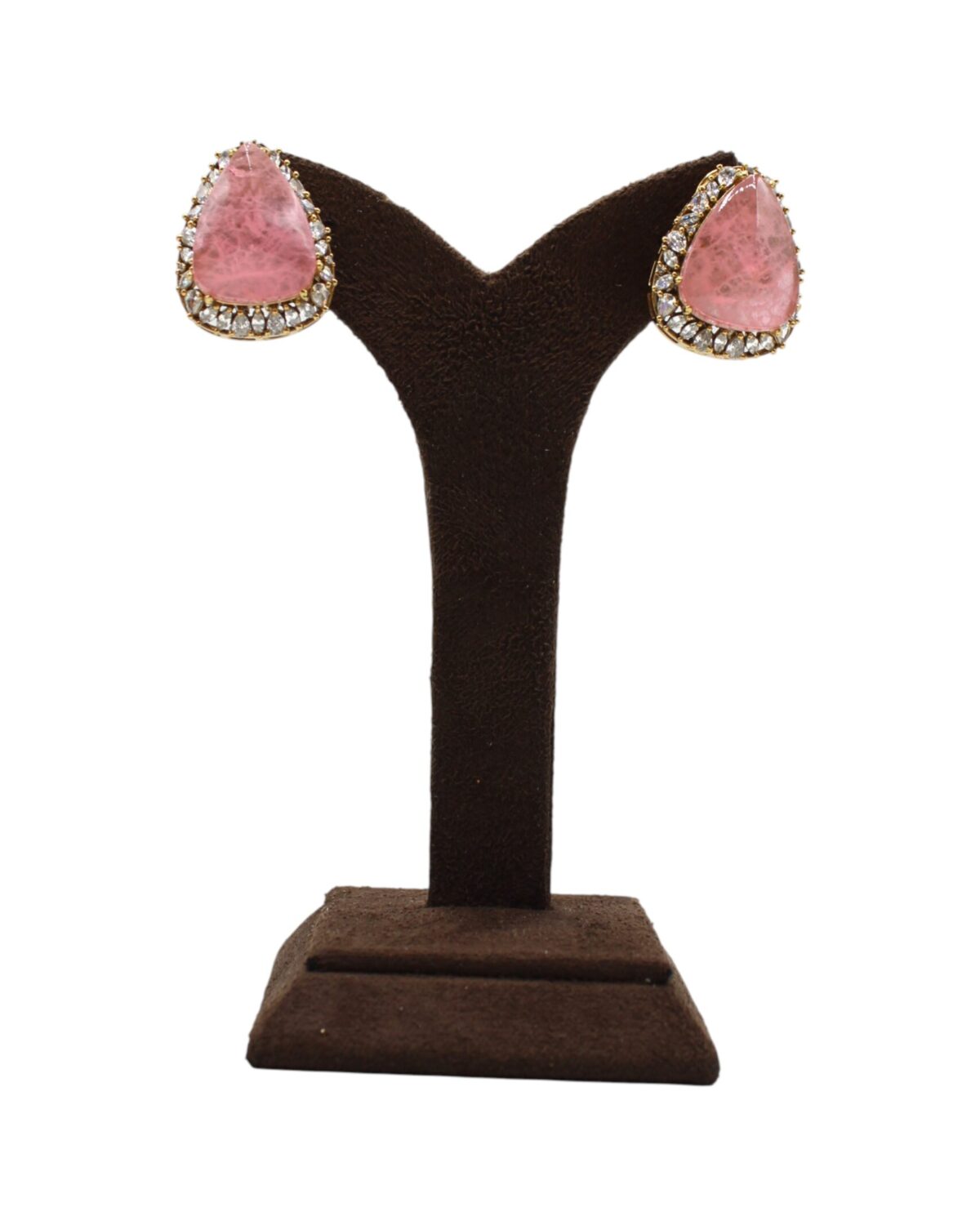Elegant Pink Teardrop Earrings with Diamond Accents