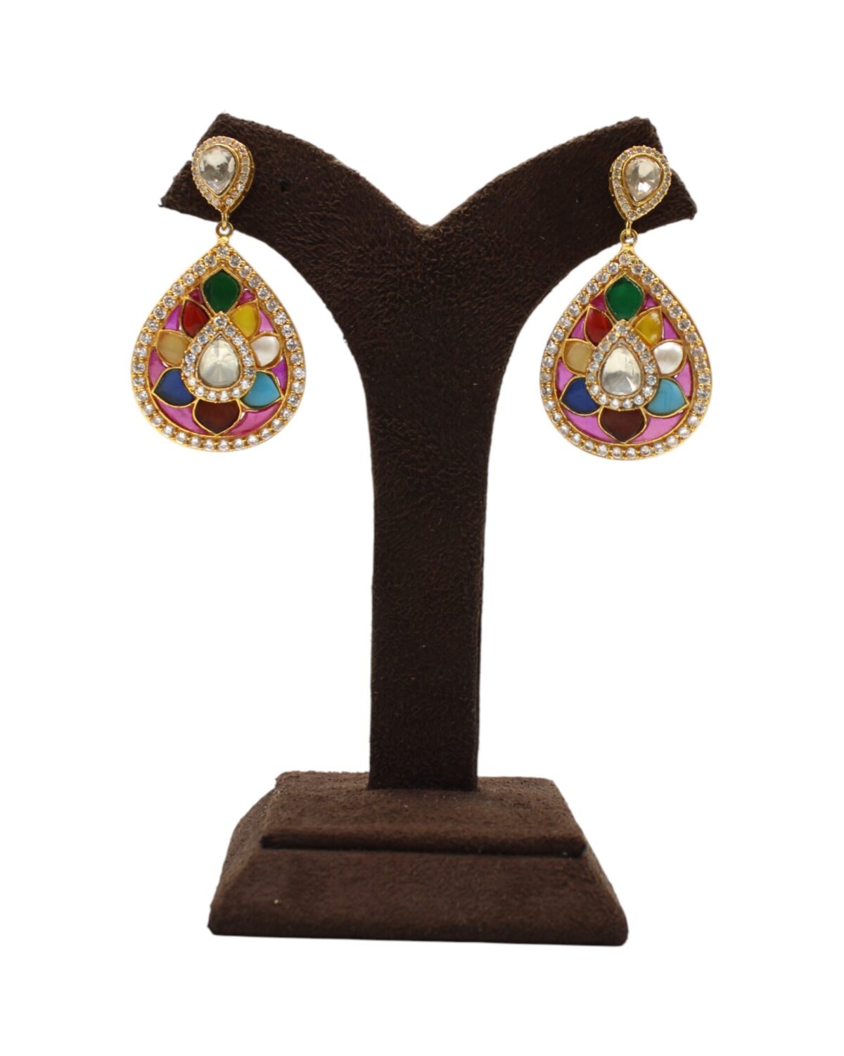 Colorful Teardrop Earrings with Intricate Design
