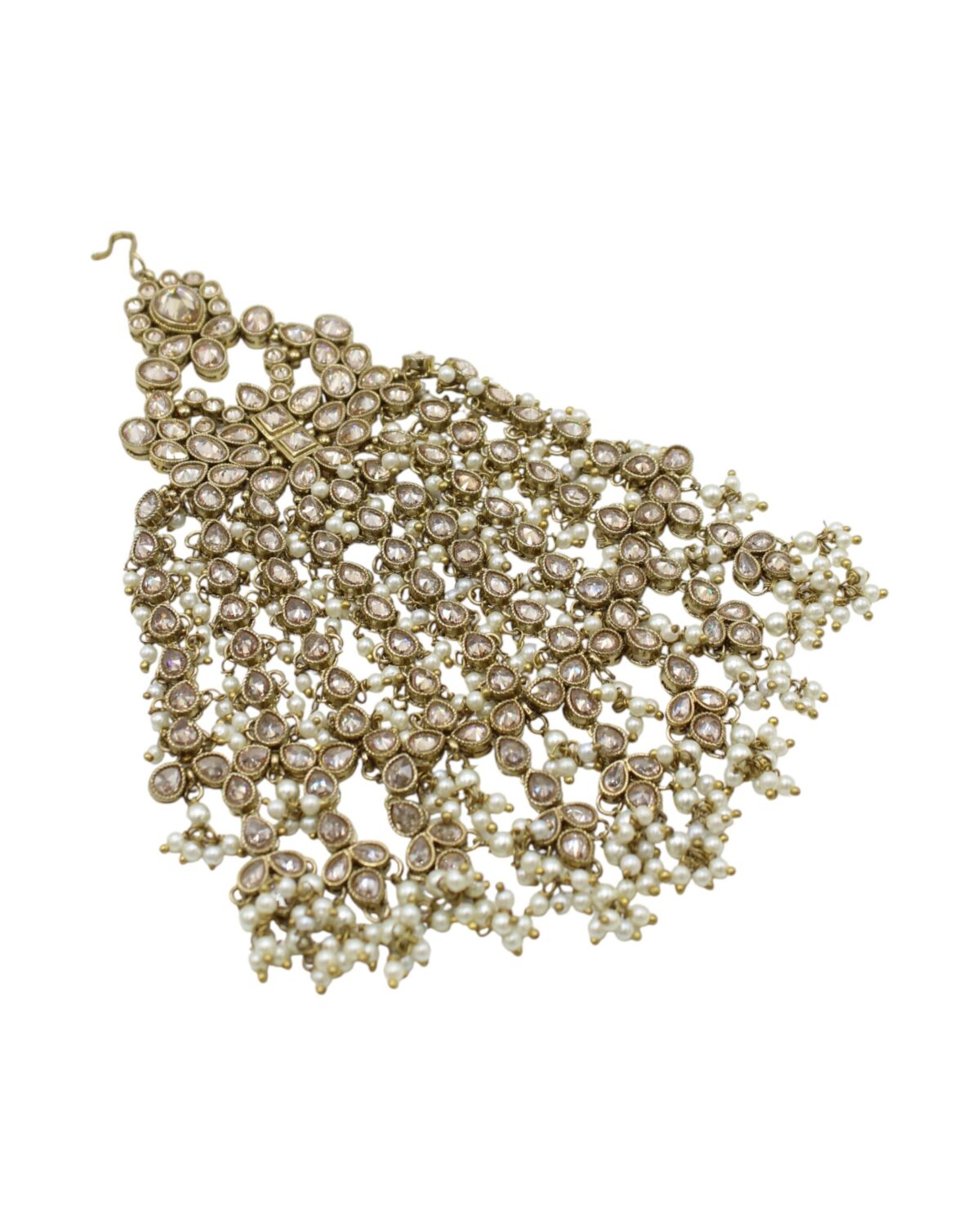 Elegant Pearl and Gold Chandelier Earrings