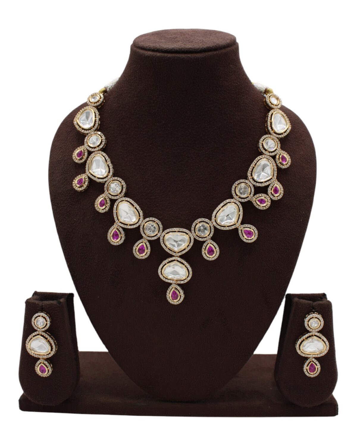 Elegant Traditional Necklace Set with Ruby Accents