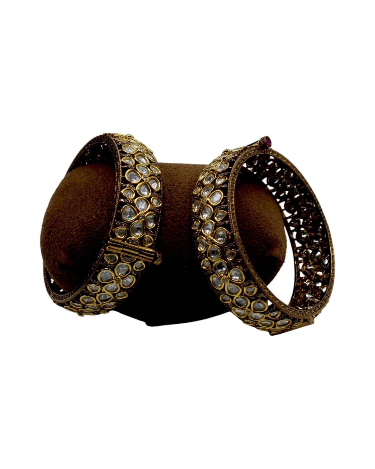 Elegant Gold and Stone-Studded Bangles