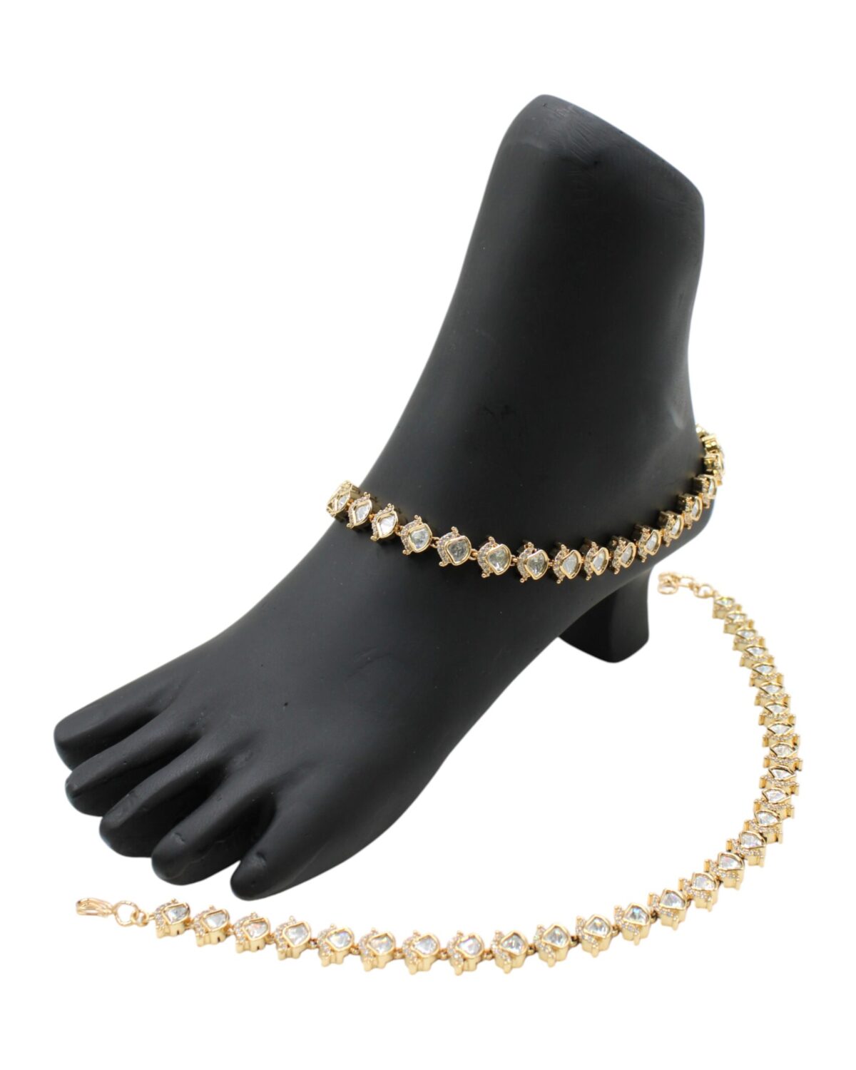 Elegant Gold and Diamond-Style Anklet Display