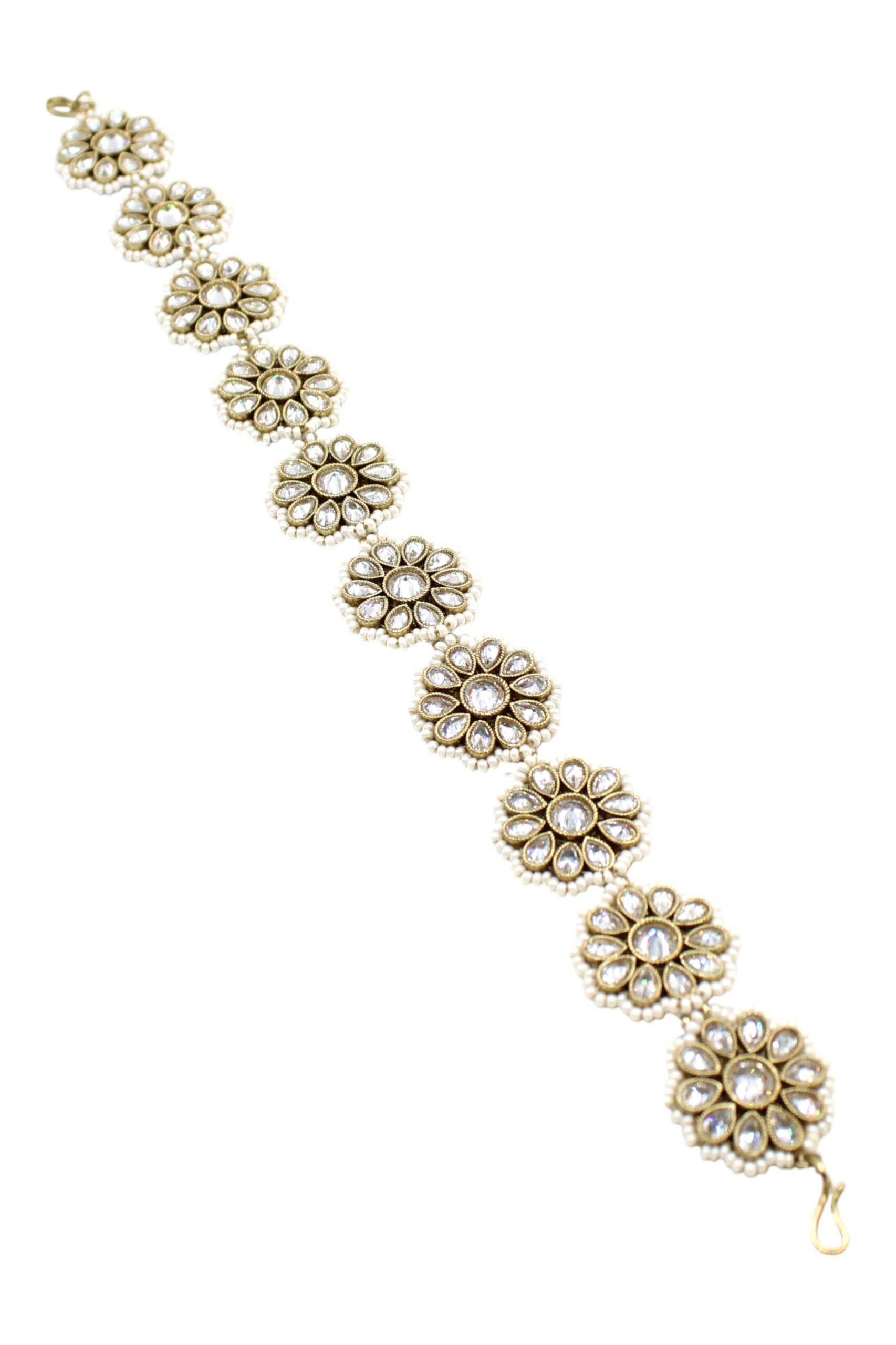 Elegant Floral Design Bracelet with Gemstone Accents