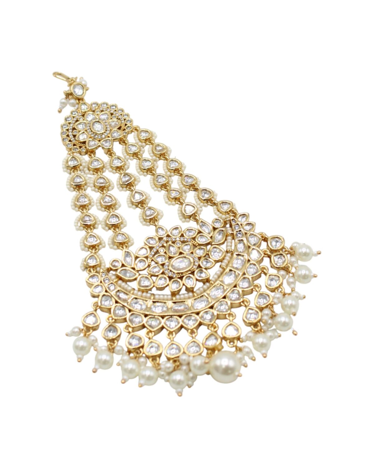 Elegant Gold and Pearl Chandelier Earring