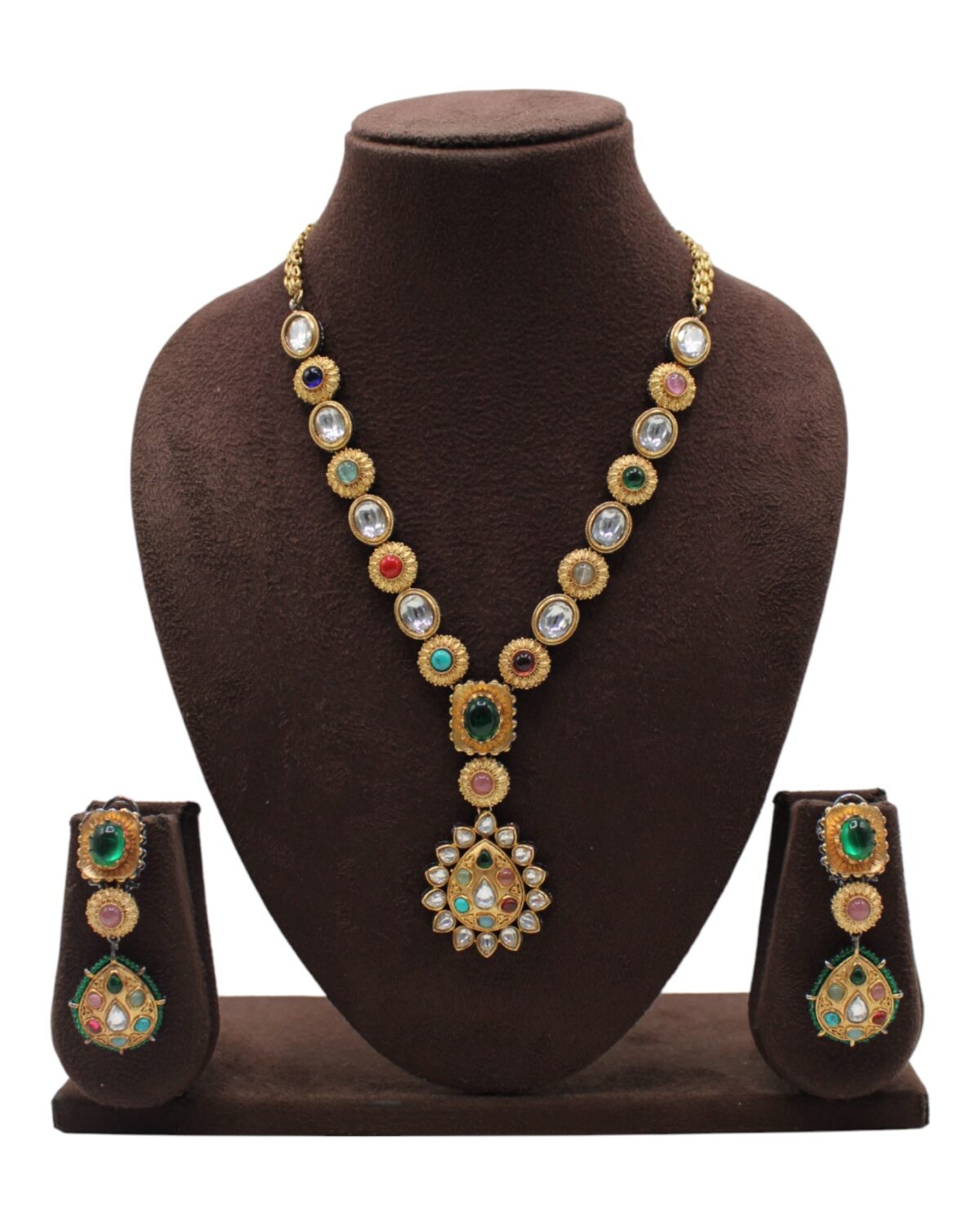 Elegant Traditional Jewelry Set with Colorful Gemstones