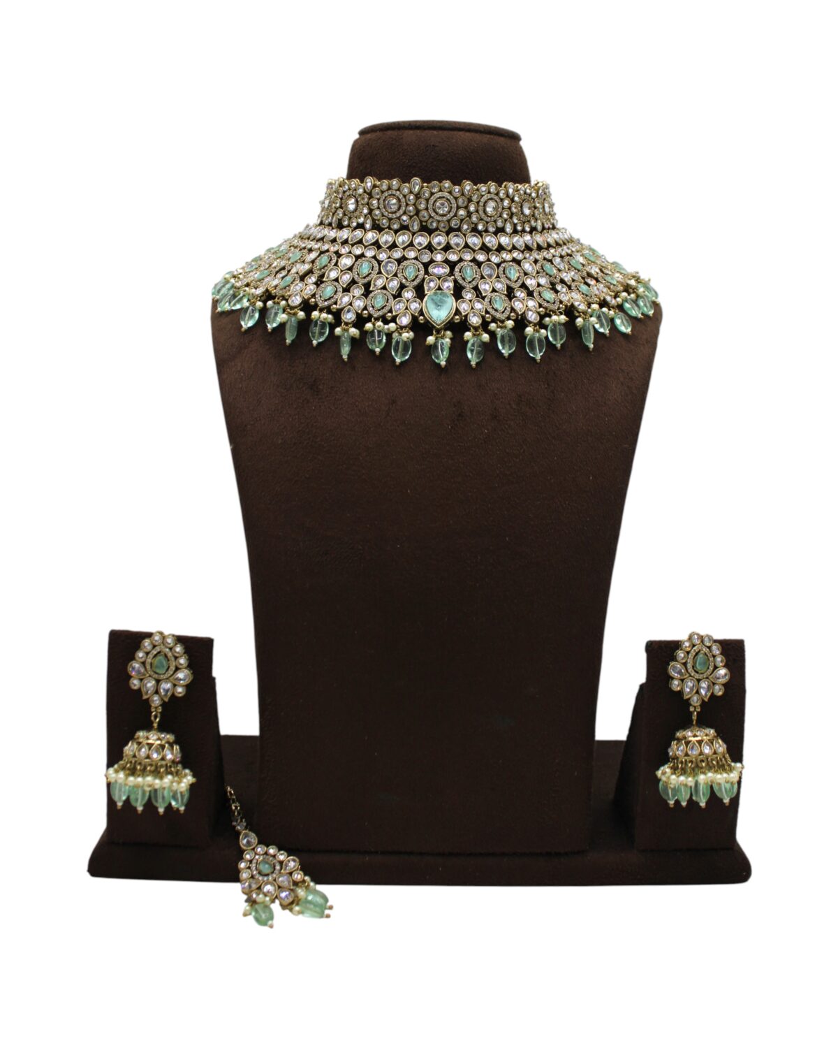 Elegant Silver and Mint Green Jewelry Set