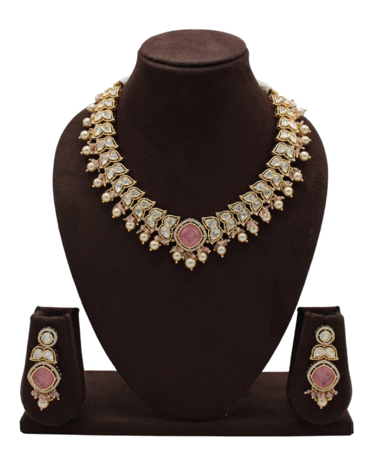 Elegant Traditional Jewelry Set with Pink Accents