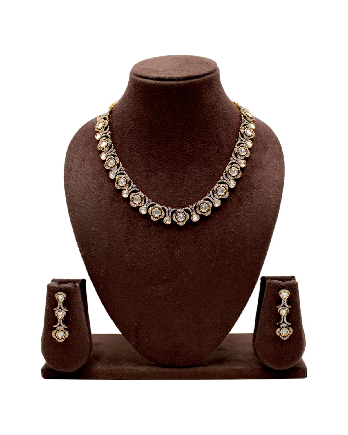 Elegant Gold and Silver Floral Necklace Set