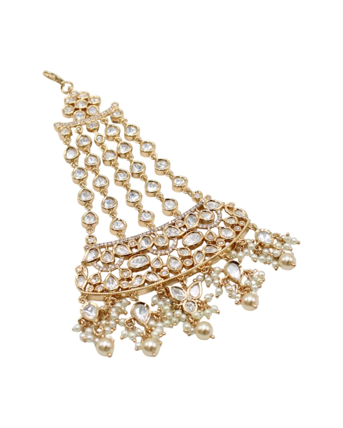 Elegant Gold and Pearl Chandelier Earring