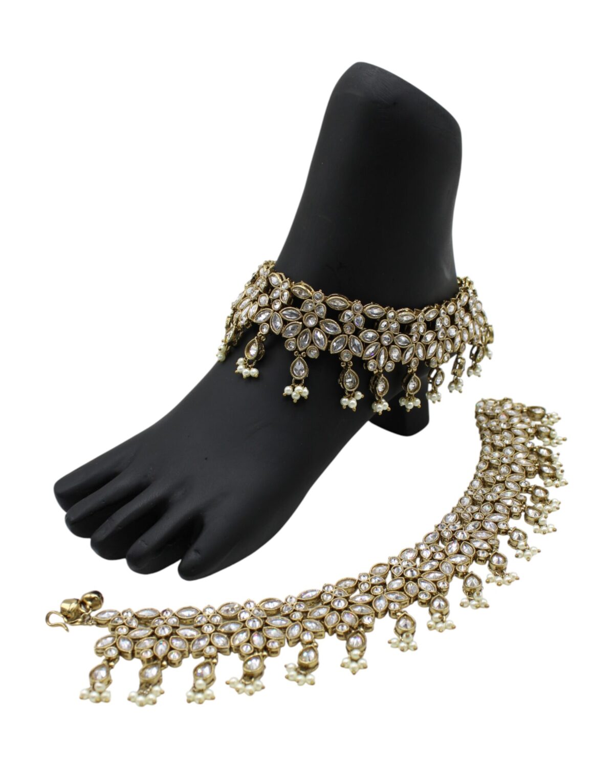 Elegant Gold and Pearl Anklet Set