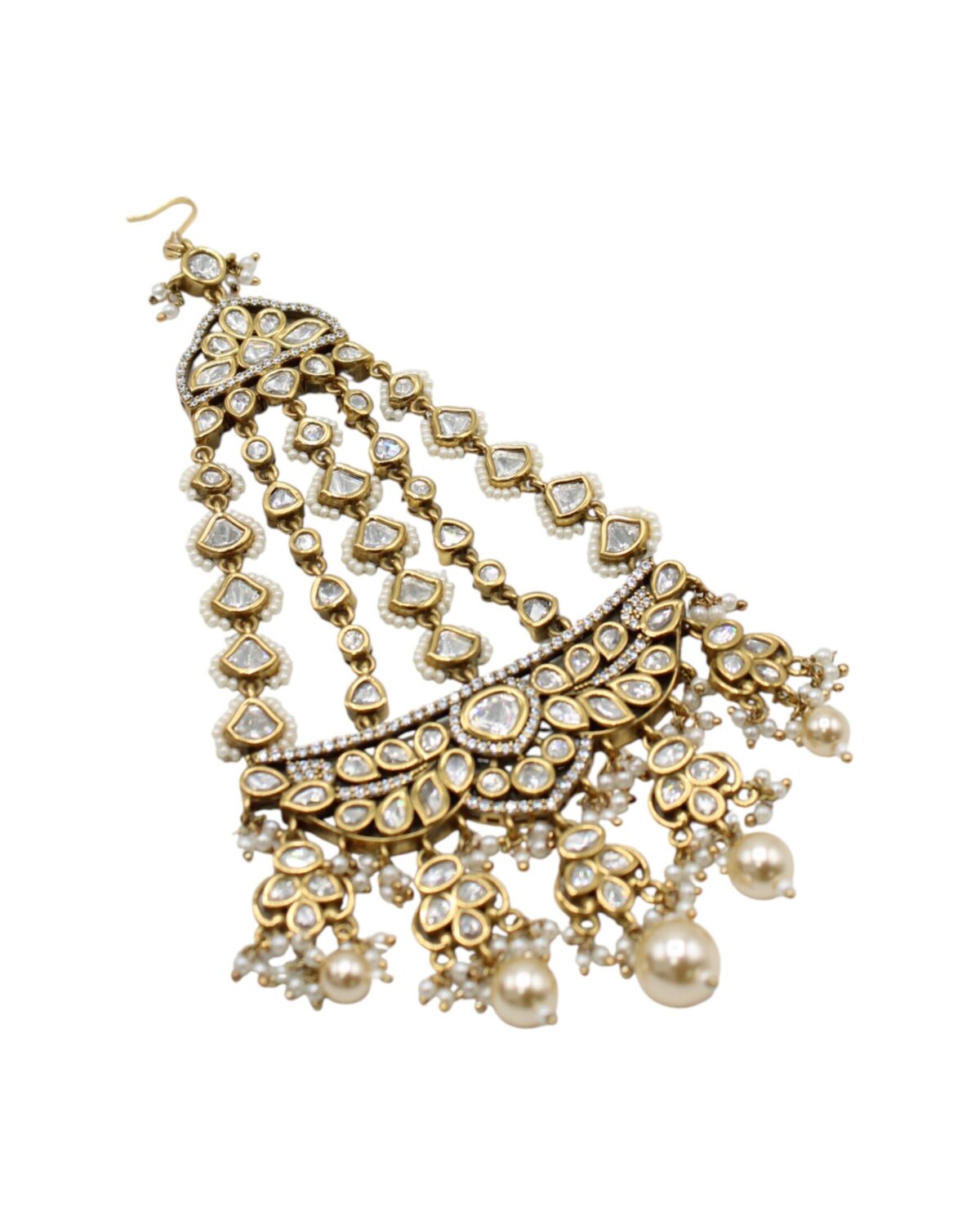 Elegant Gold and Pearl Chandelier Earrings
