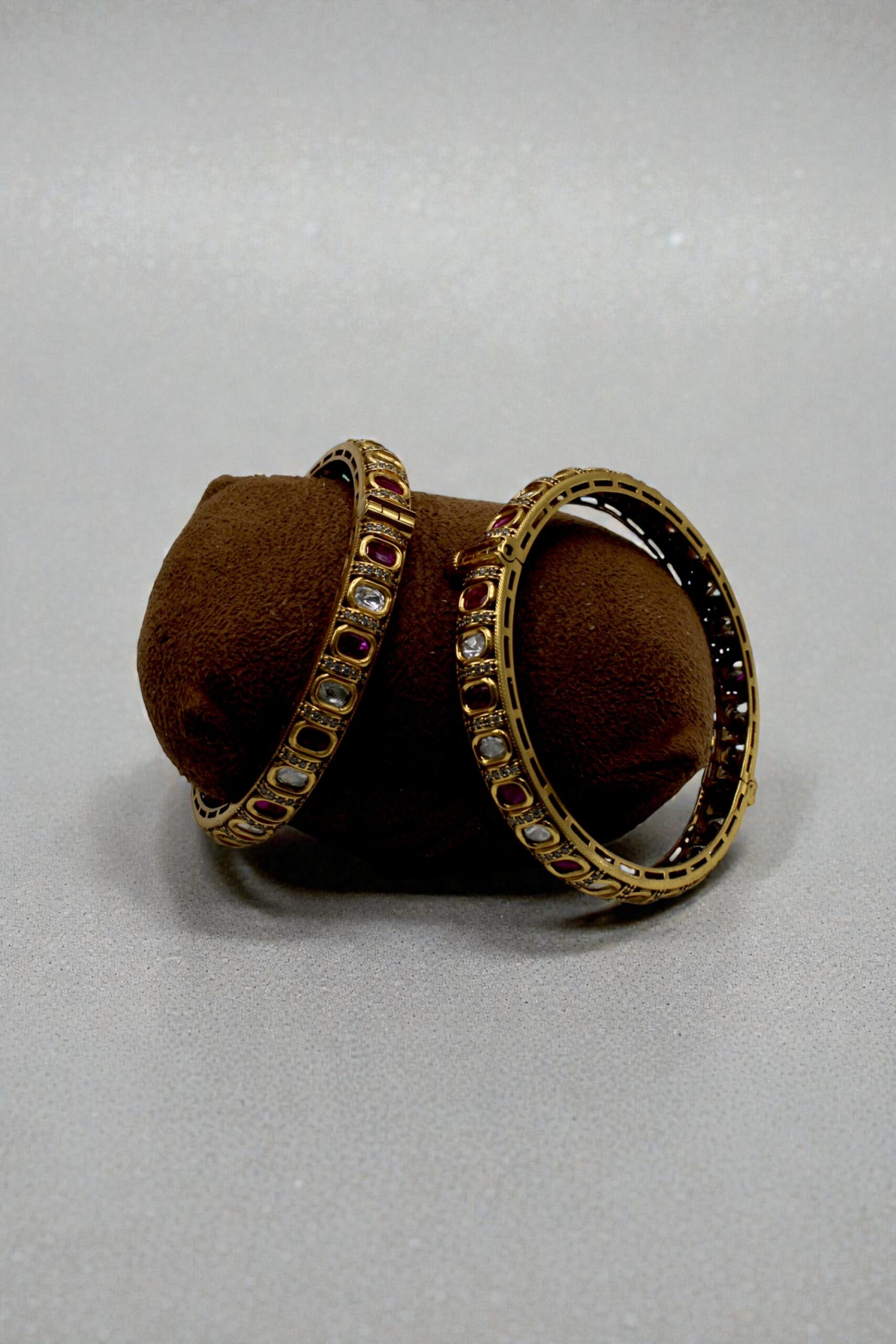 Elegant Gold Bangles Adorned with Colorful Gemstones - Image 2