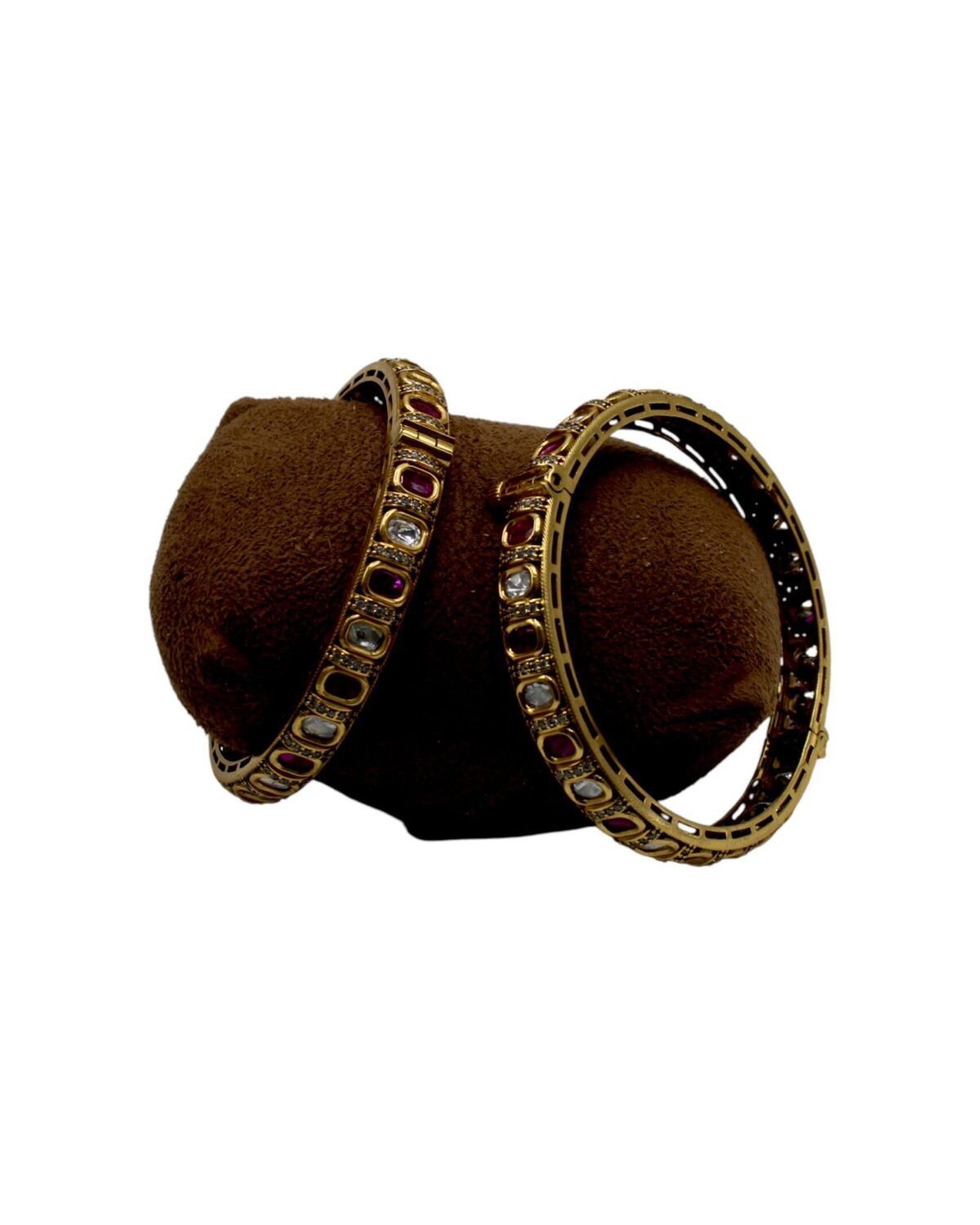 Elegant Gold Bangles Adorned with Colorful Gemstones