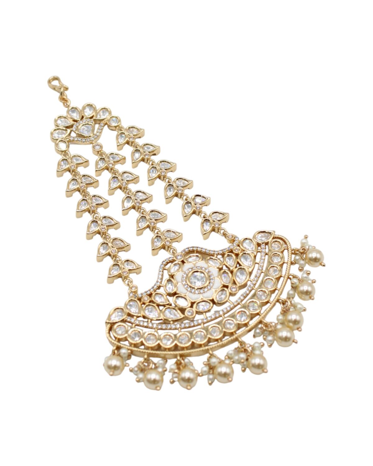 Elegant Gold and Pearl Chandelier Earrings