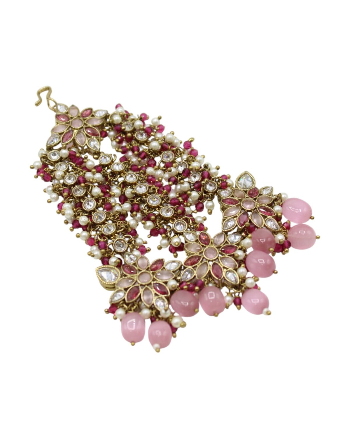 Elegant Pink and Gold Floral Earrings