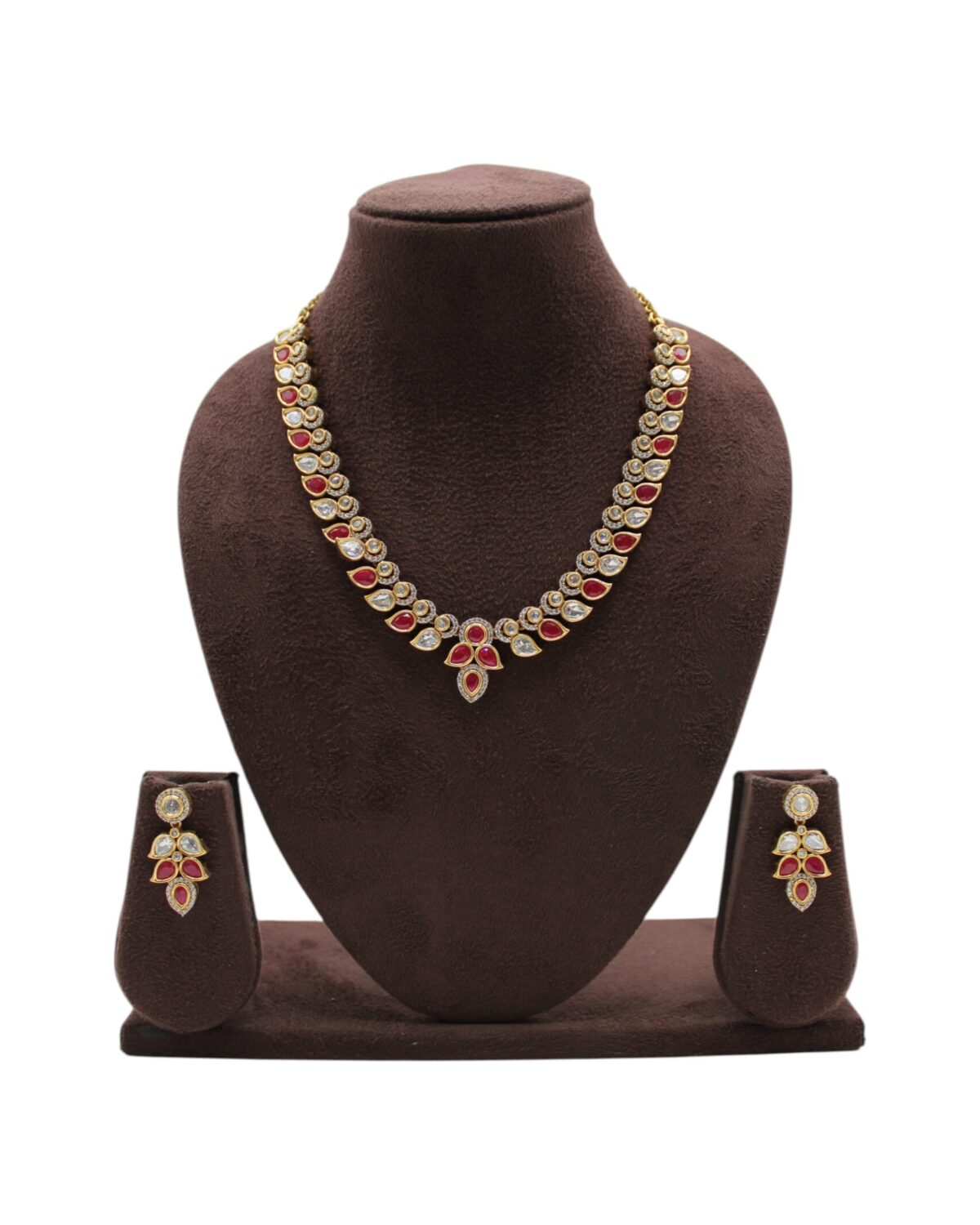 Elegant Gold and Red Stone Jewelry Set